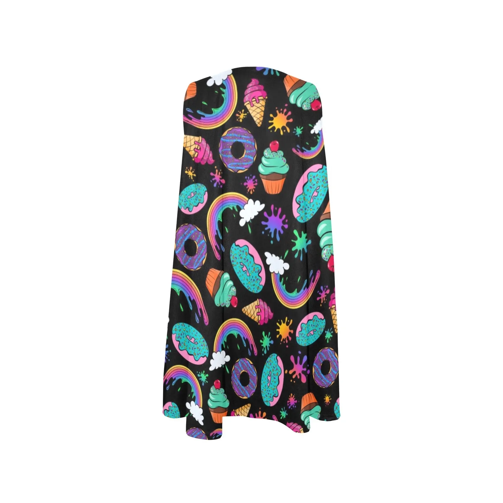 Sugar Rush on Black - Flared Shift Dress with Pockets (XS - 3XL)