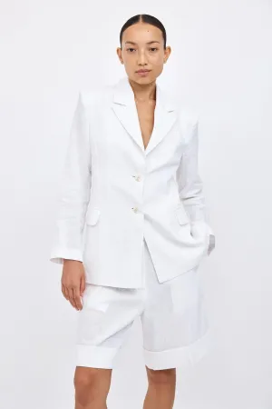 Tailored Linen Barmuda - White