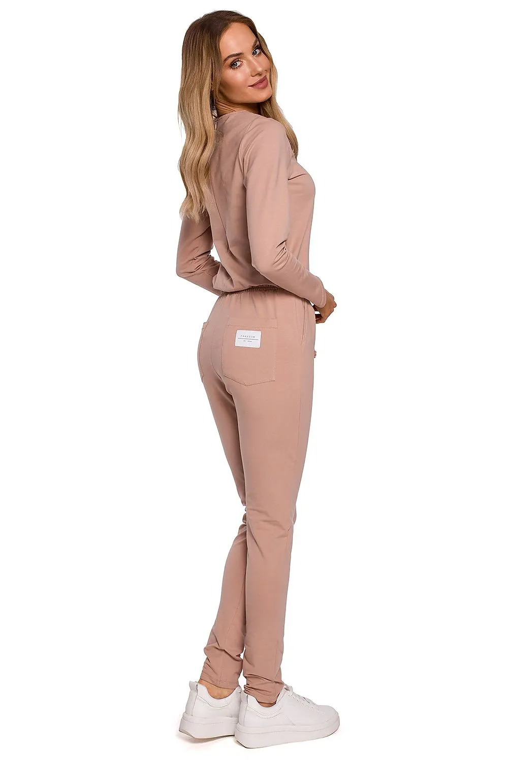 Tailored Long-Sleeve Fitted Jumpsuit