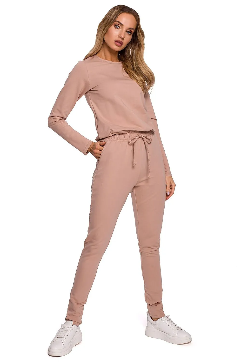 Tailored Long-Sleeve Fitted Jumpsuit