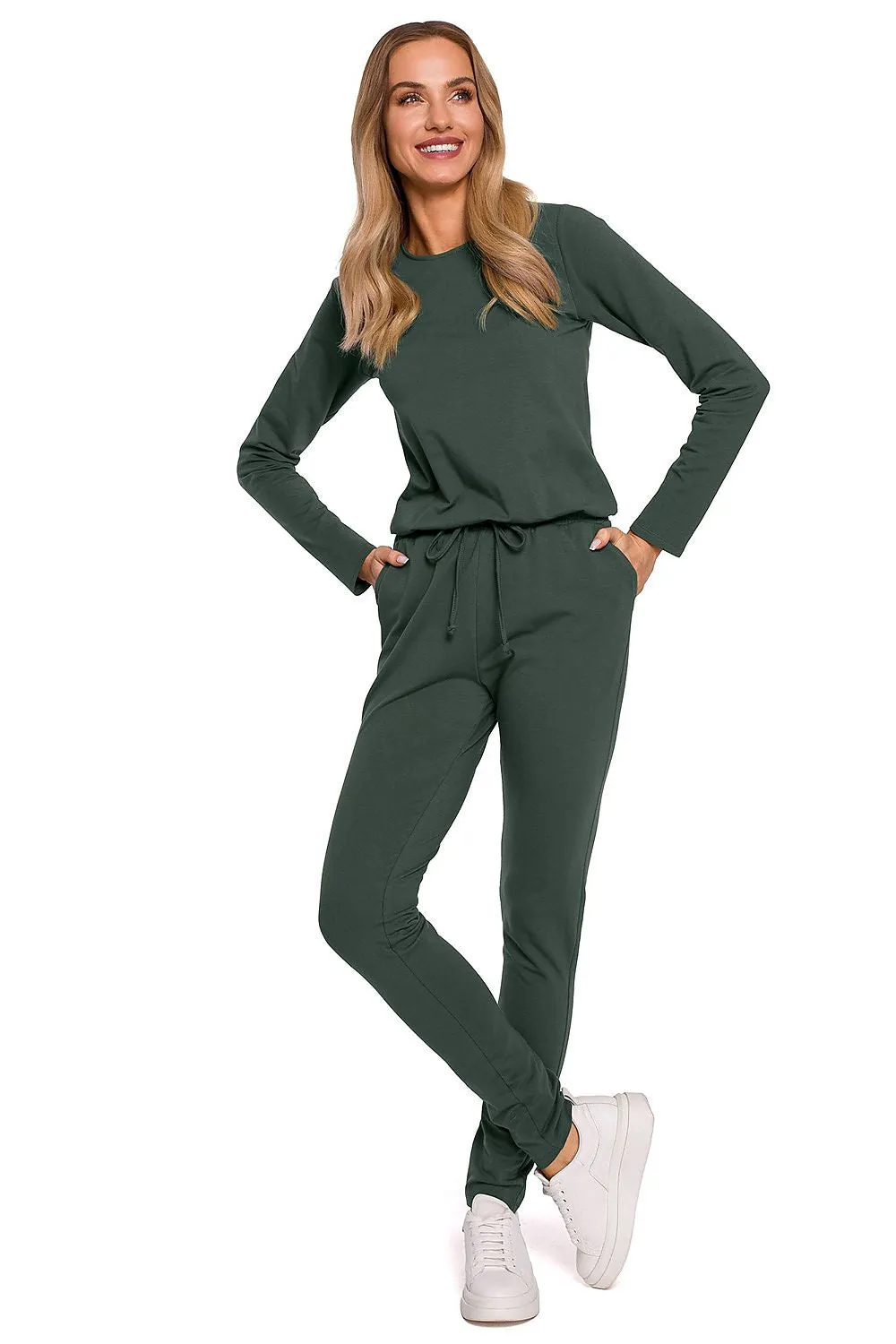 Tailored Long-Sleeve Fitted Jumpsuit