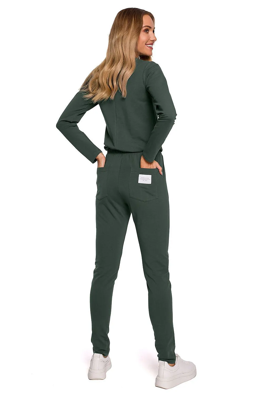 Tailored Long-Sleeve Fitted Jumpsuit