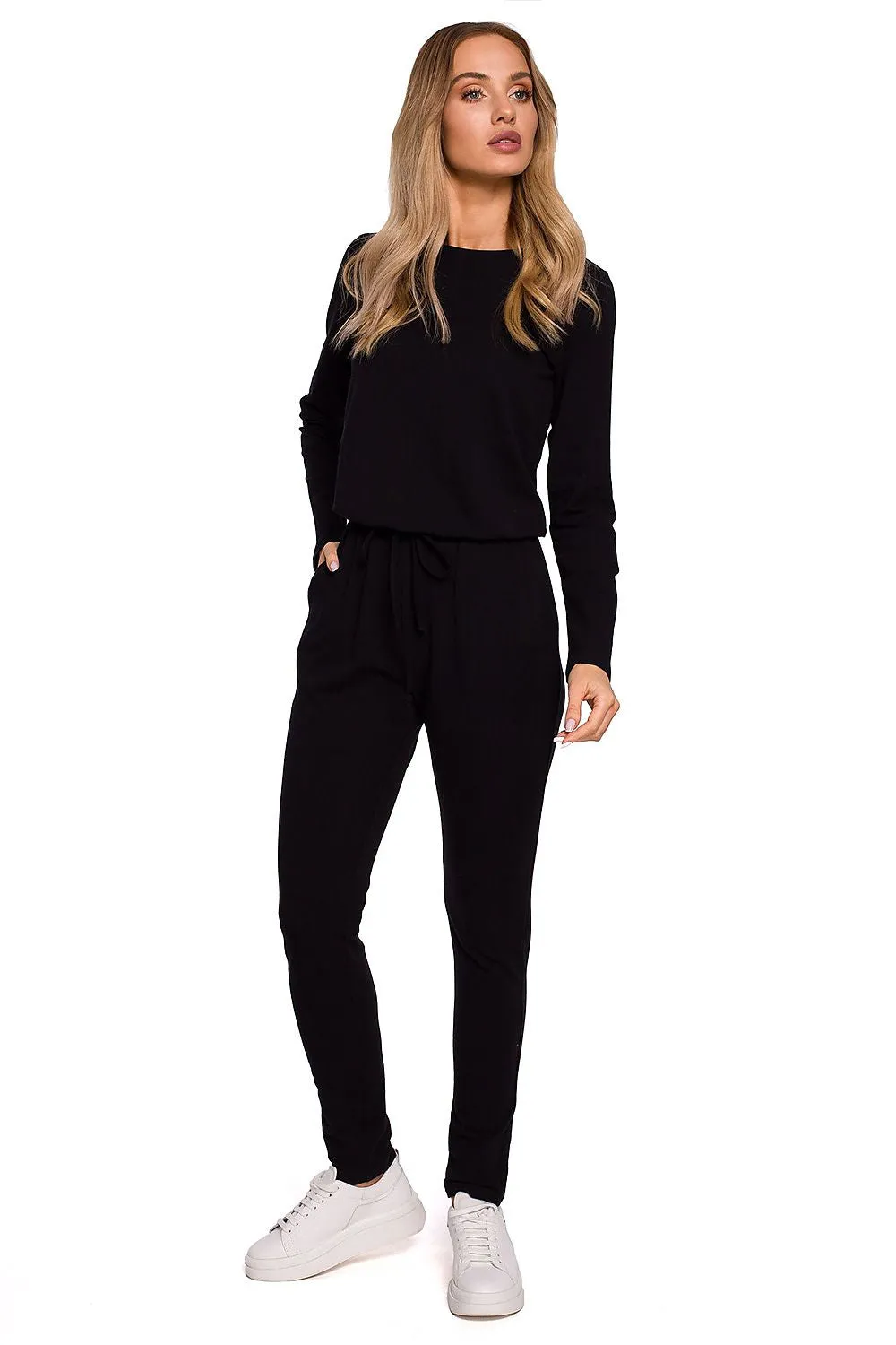 Tailored Long-Sleeve Fitted Jumpsuit