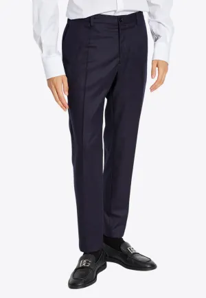 Tailored Straight-Leg Wool Pants