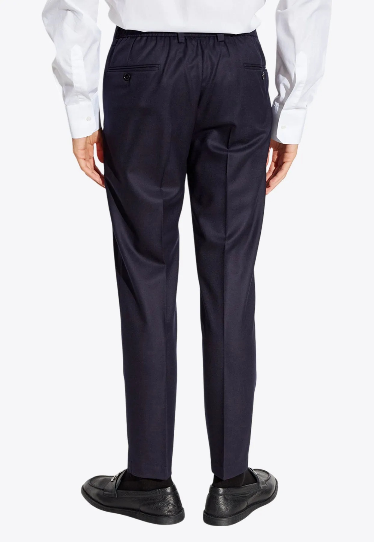 Tailored Straight-Leg Wool Pants