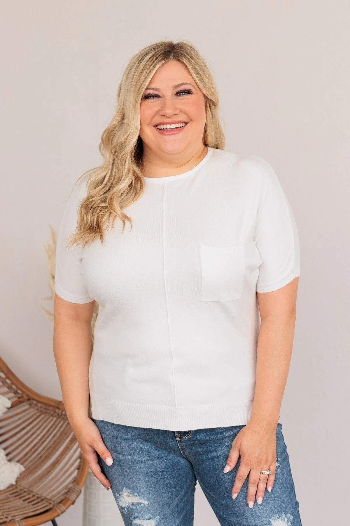 The Fairest Of Them All Pocket Top- Off White