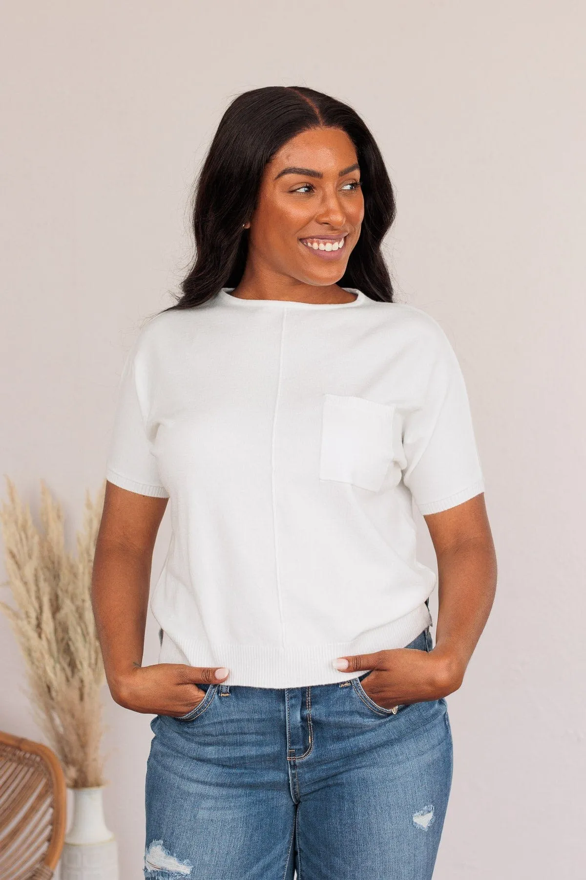 The Fairest Of Them All Pocket Top- Off White