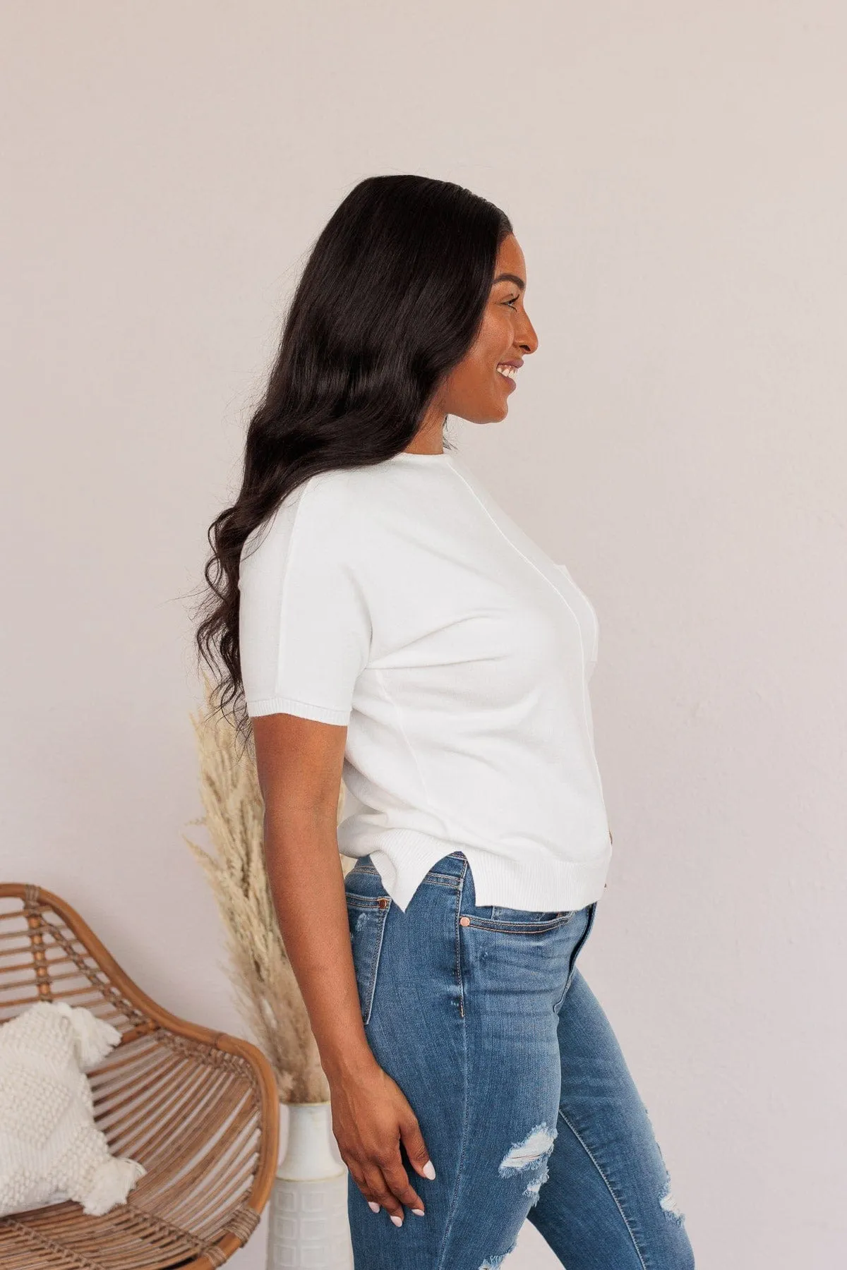 The Fairest Of Them All Pocket Top- Off White