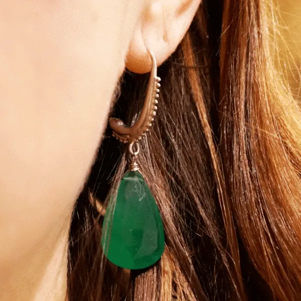 The Mughal Earring with Green Onyx Drops by brunet