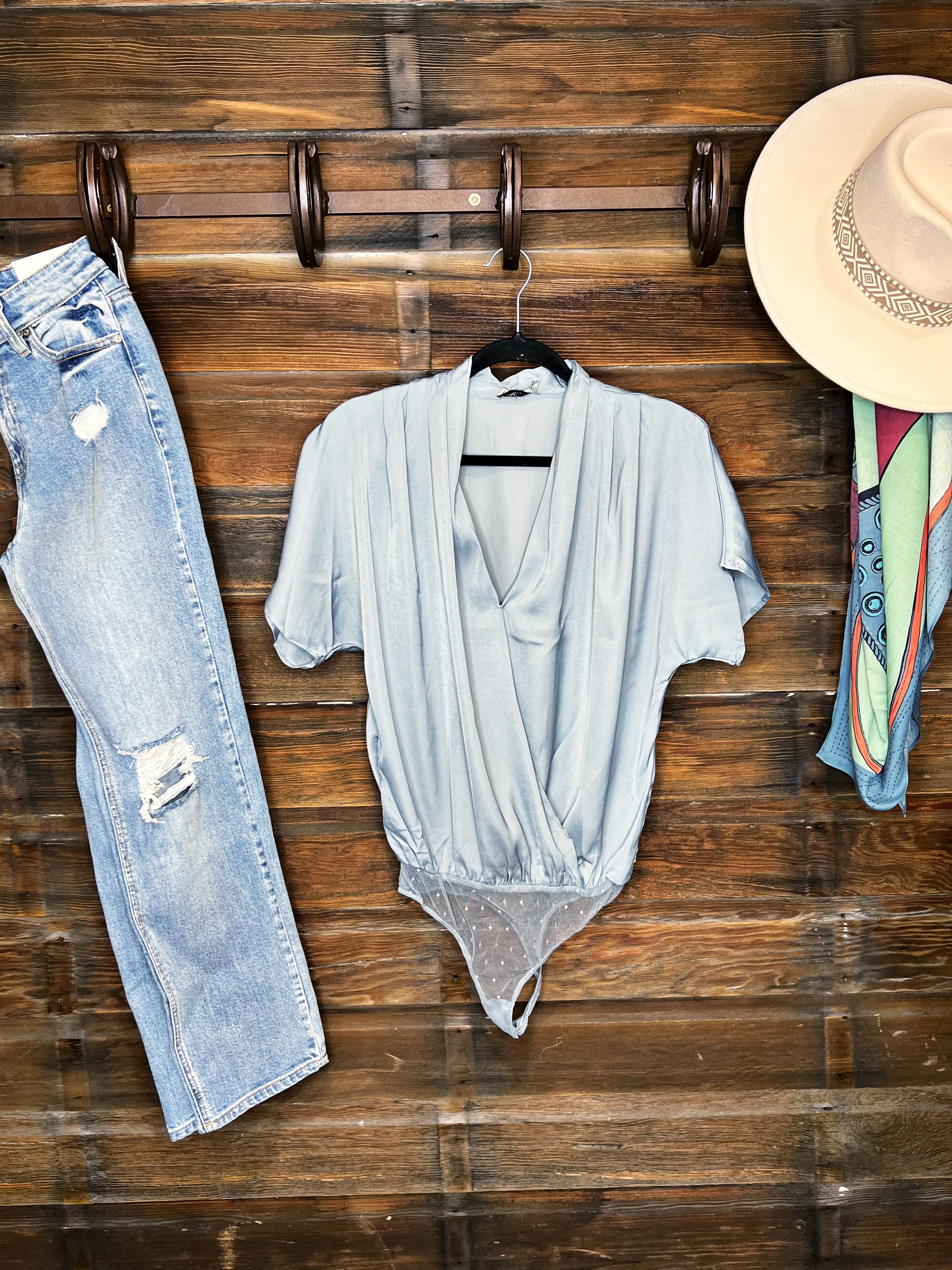 The Skylar Bodysuit Top in Sage