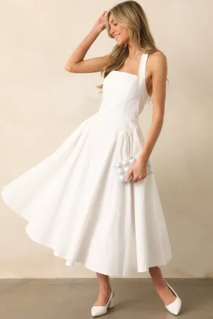 The Sweetest Thing White Cotton Halter Drop Waist Maxi Dress