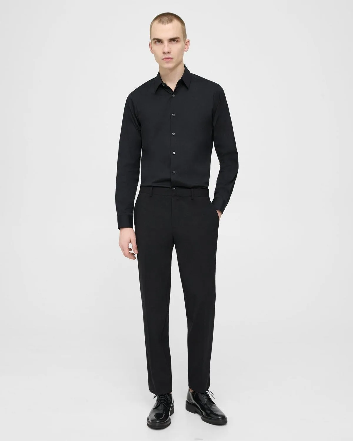 Theory Sylvain Shirt in Good Cotton - Black