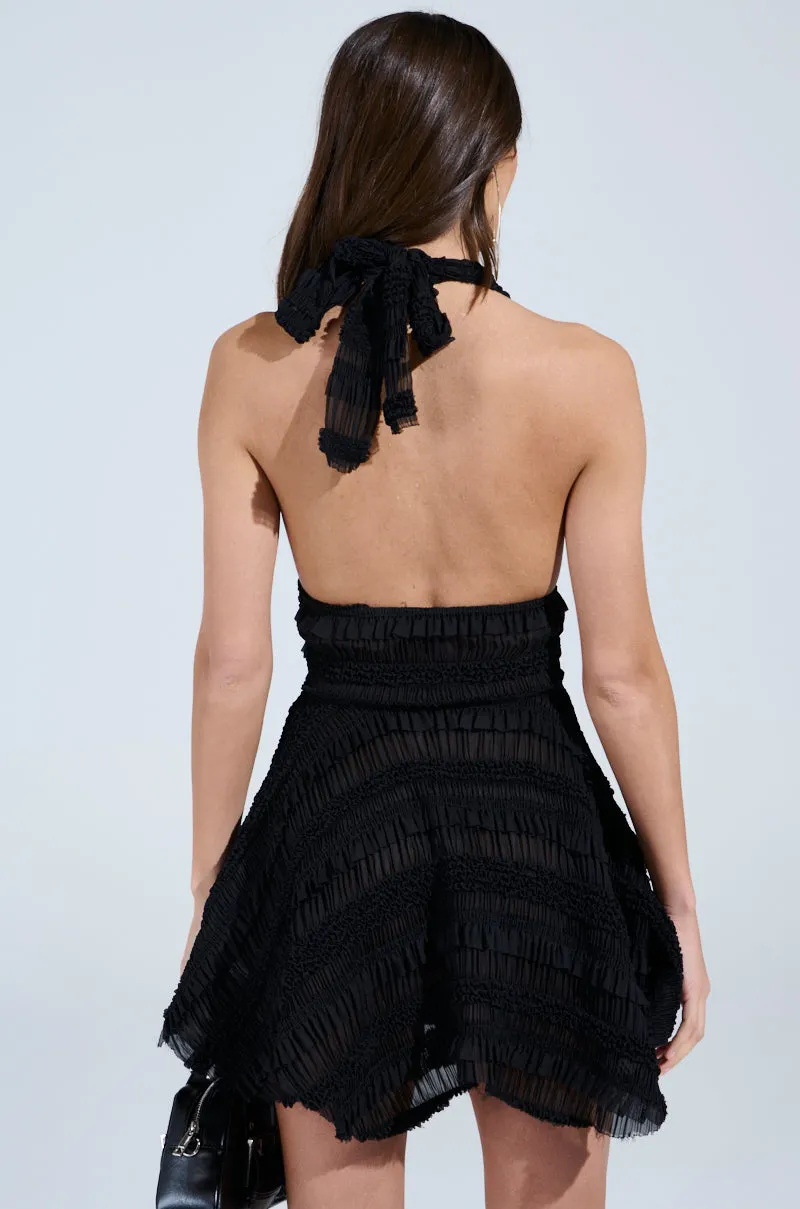 THIS IS WHAT I WANT SLINKY HALTER DRESS IN BLACK