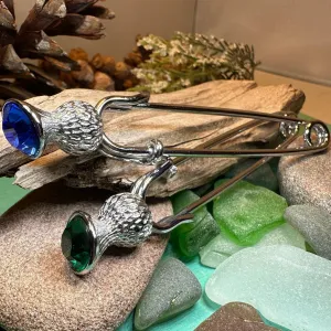 Thistle Crystal Kilt Pin