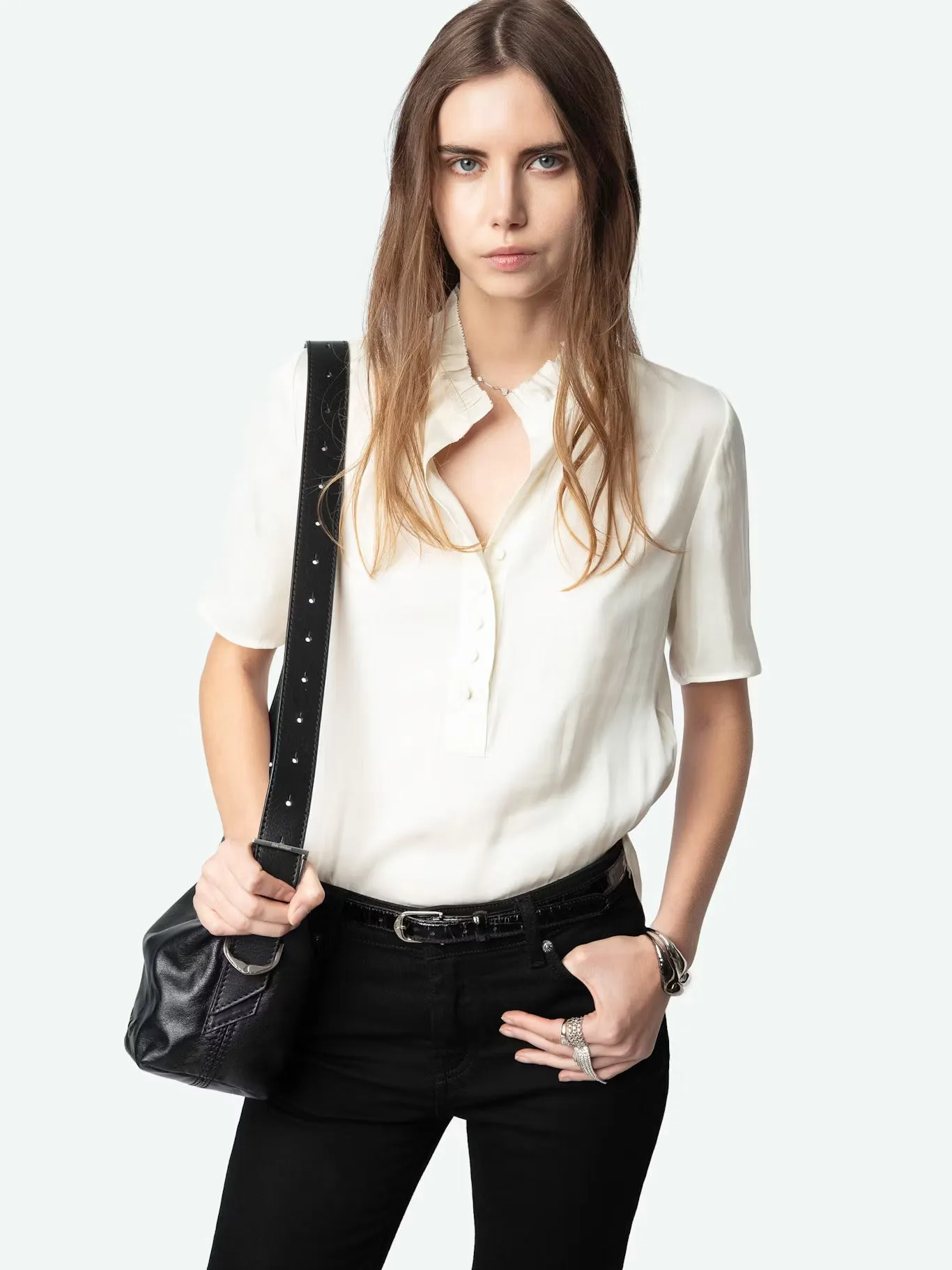 Topher Satin Top in Flake