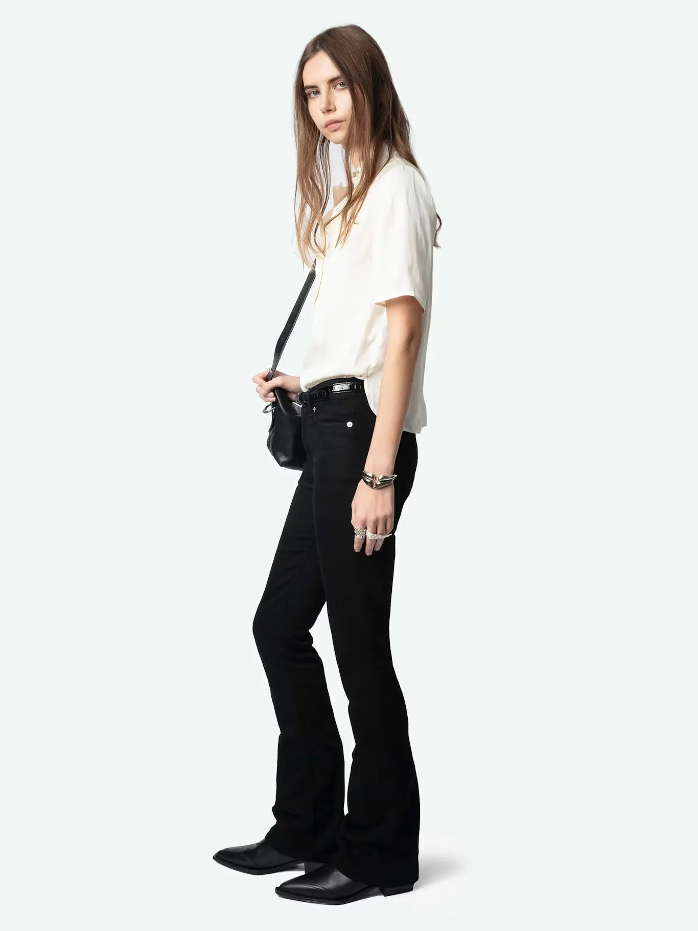 Topher Satin Top in Flake