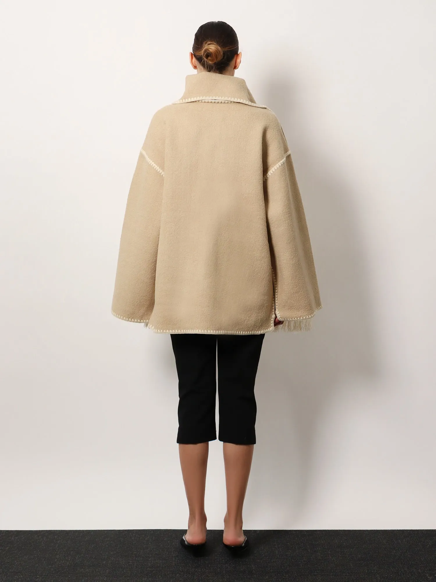 Toteme Wool Blend Coat With Scarf And Embroidery