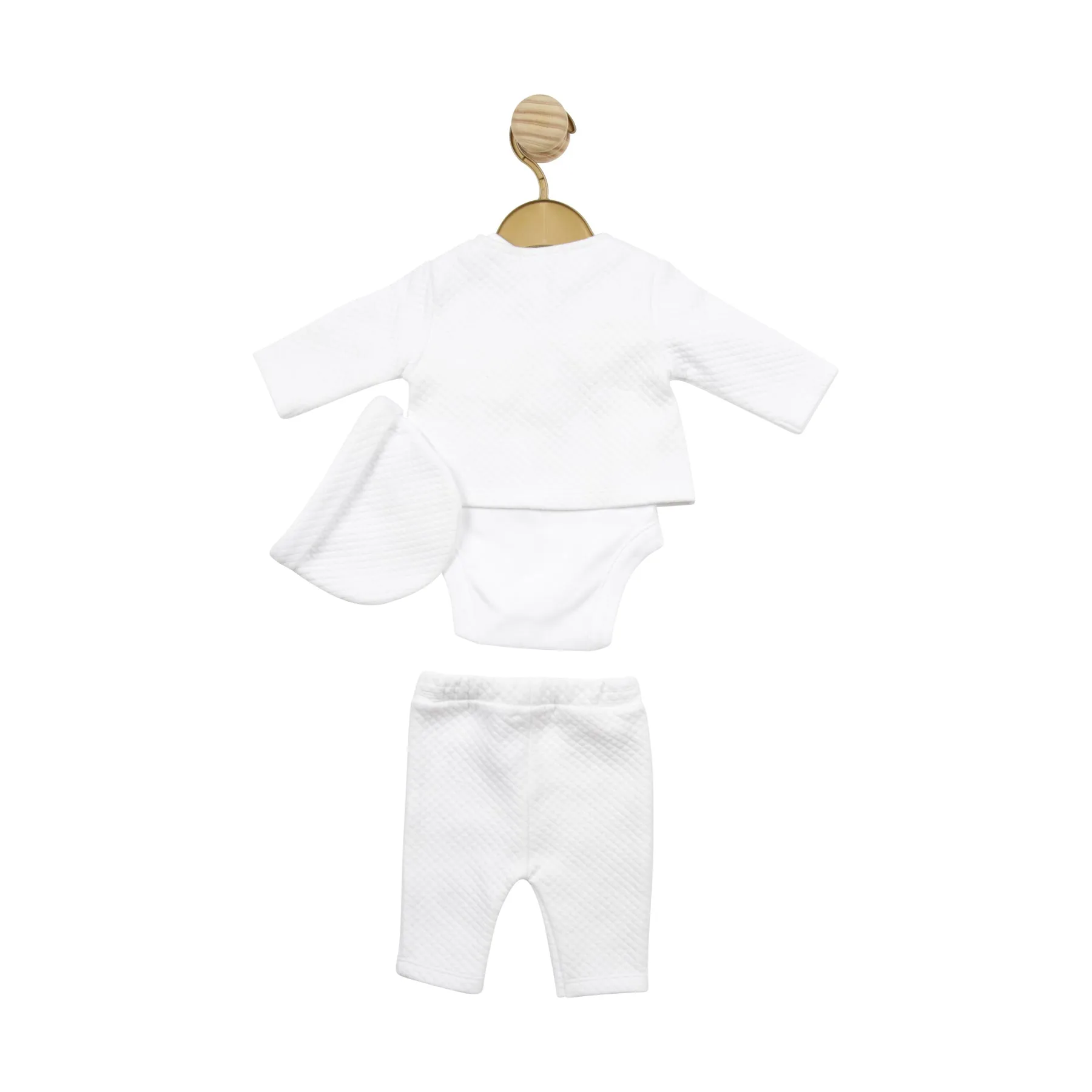 TRADE SHOW MB5139 White Waffle Tiny Baby 3pc Set and Hat