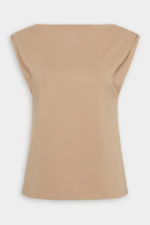 Tuck Shoulder Tee Top in Nutmeg