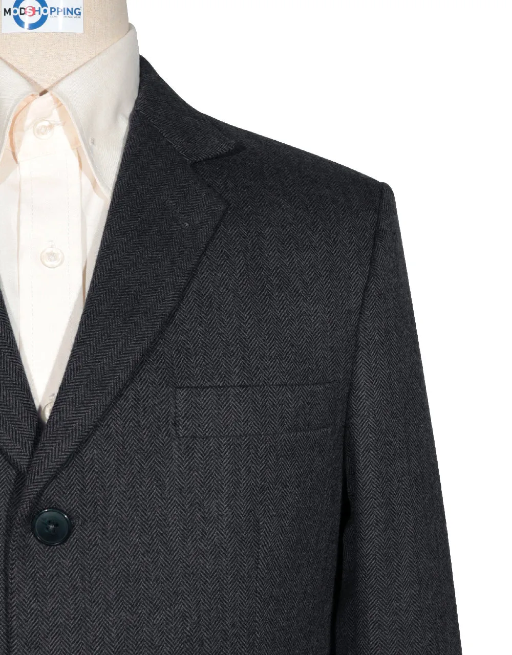 Tweed Jacket - Charcoal Grey Herringbone Tweed Blazer