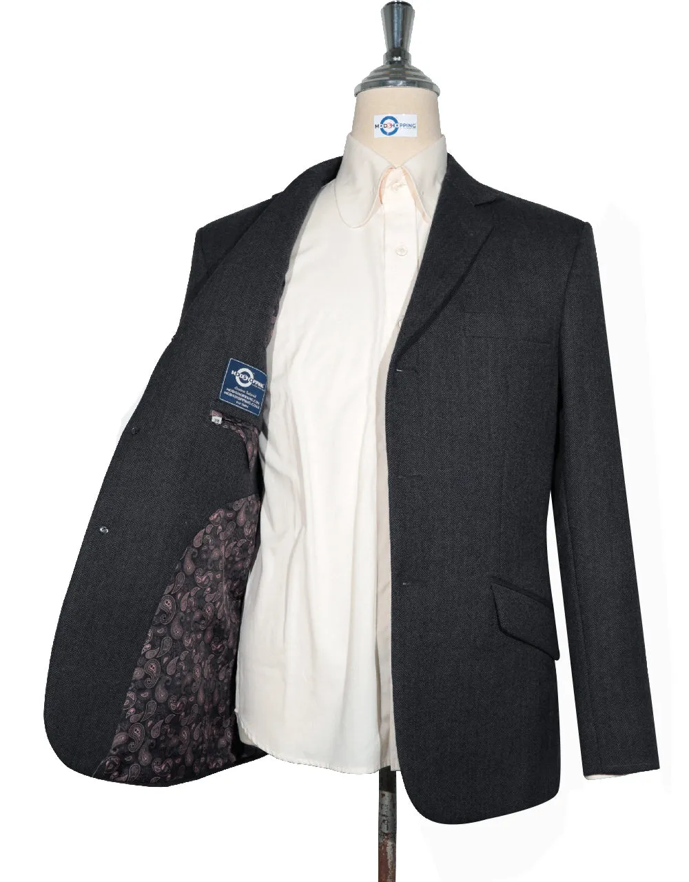 Tweed Jacket - Charcoal Grey Herringbone Tweed Blazer