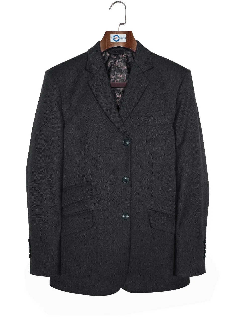 Tweed Jacket - Charcoal Grey Herringbone Tweed Blazer