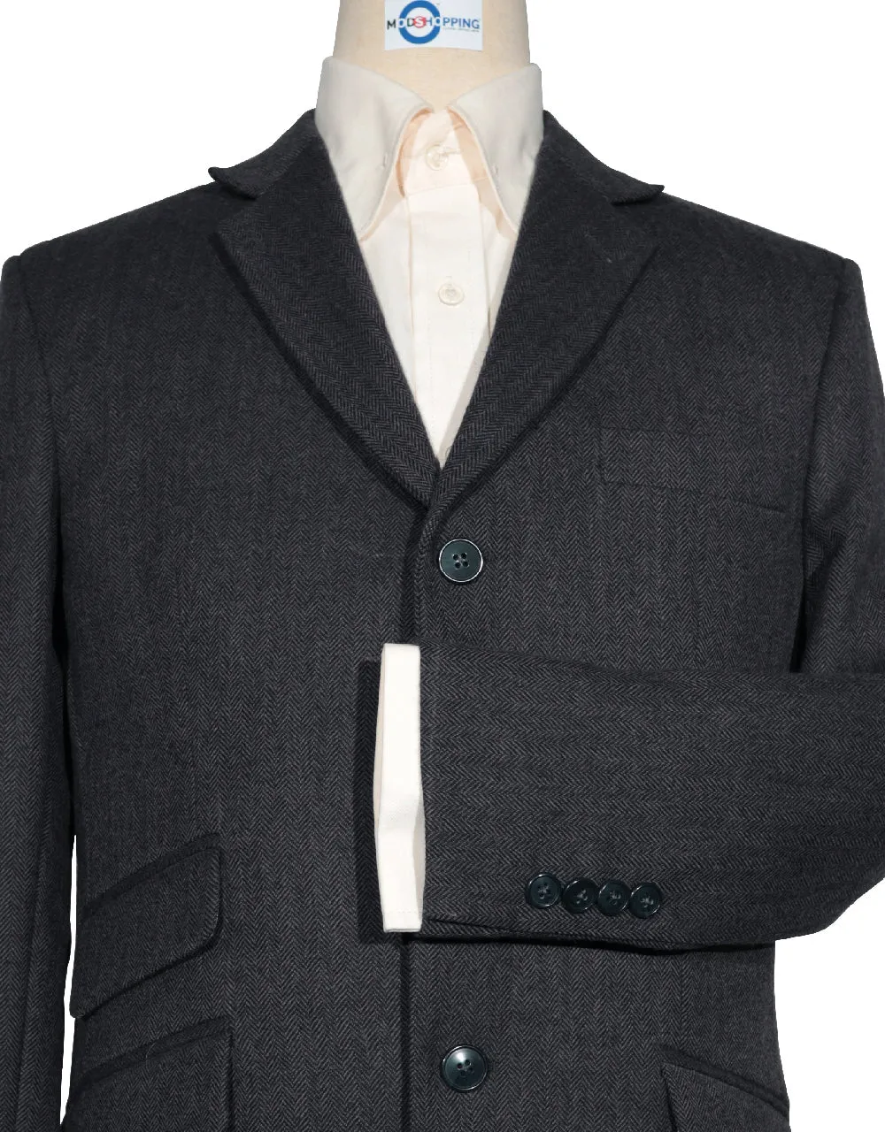 Tweed Jacket - Charcoal Grey Herringbone Tweed Blazer