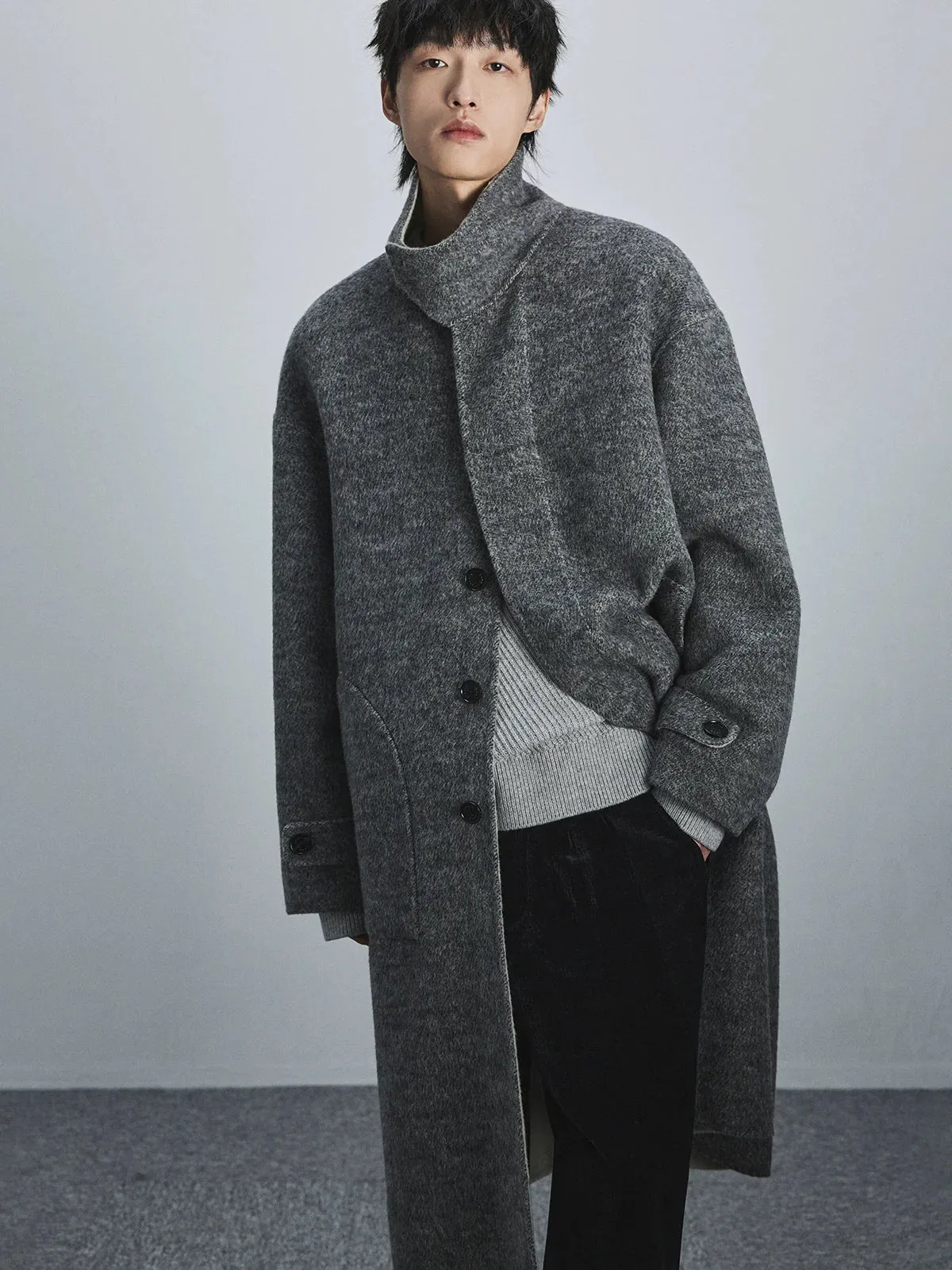Two-Tone Reversible Wool Coat