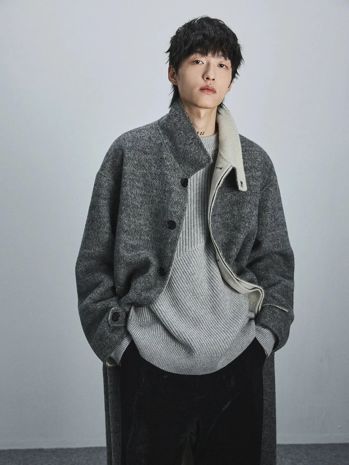 Two-Tone Reversible Wool Coat