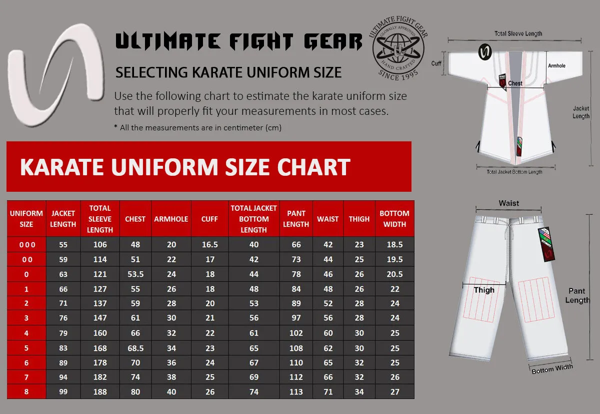 UFG - Middle Weight Karate Uniform Gi - Kids Adults Unisex (Belt Included)