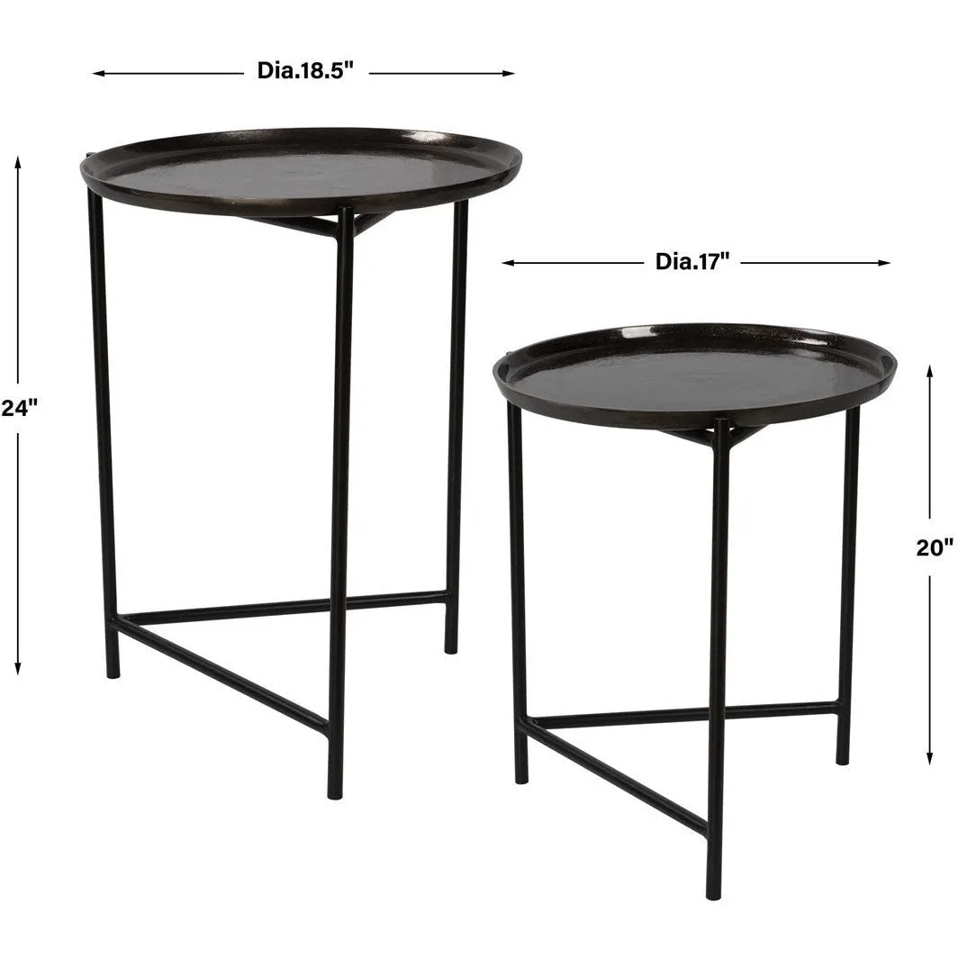 Uttermost Burnett Black And Dark Nickel Set of 2 Nesting Tables