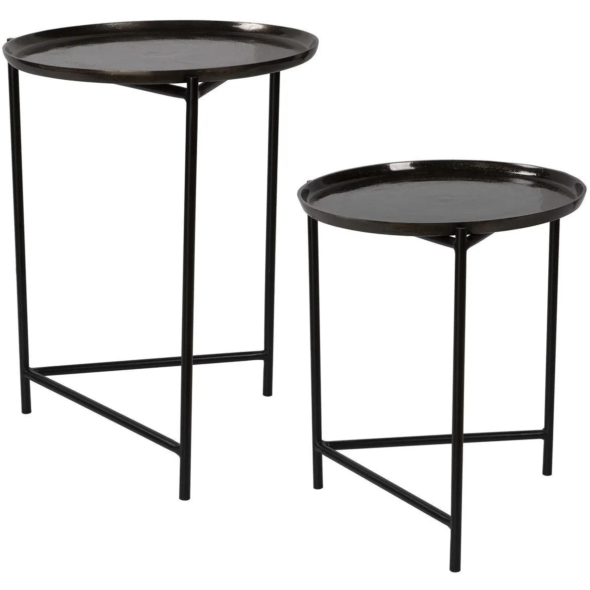 Uttermost Burnett Black And Dark Nickel Set of 2 Nesting Tables