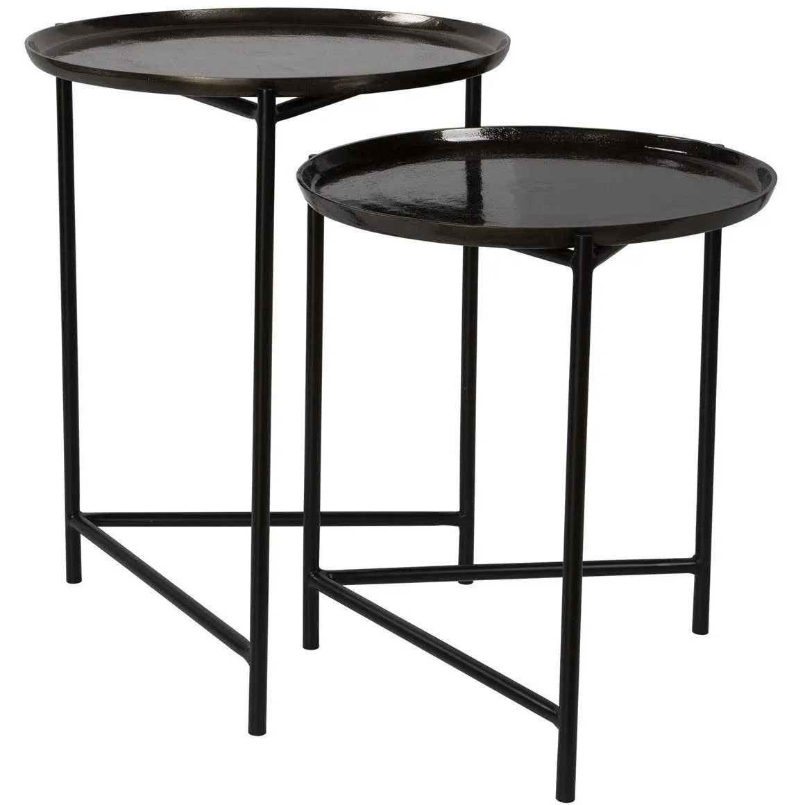 Uttermost Burnett Black And Dark Nickel Set of 2 Nesting Tables