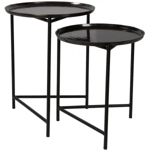 Uttermost Burnett Black And Dark Nickel Set of 2 Nesting Tables