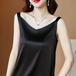 Victoire satin tank top black