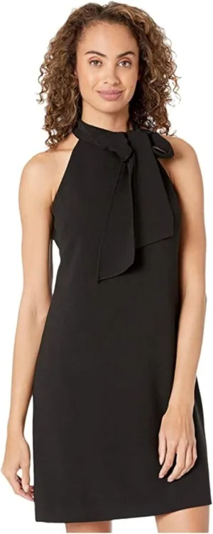 Vince Camuto Womens Crepe Bow Neck Shift Dress VC0M3404 Black 4