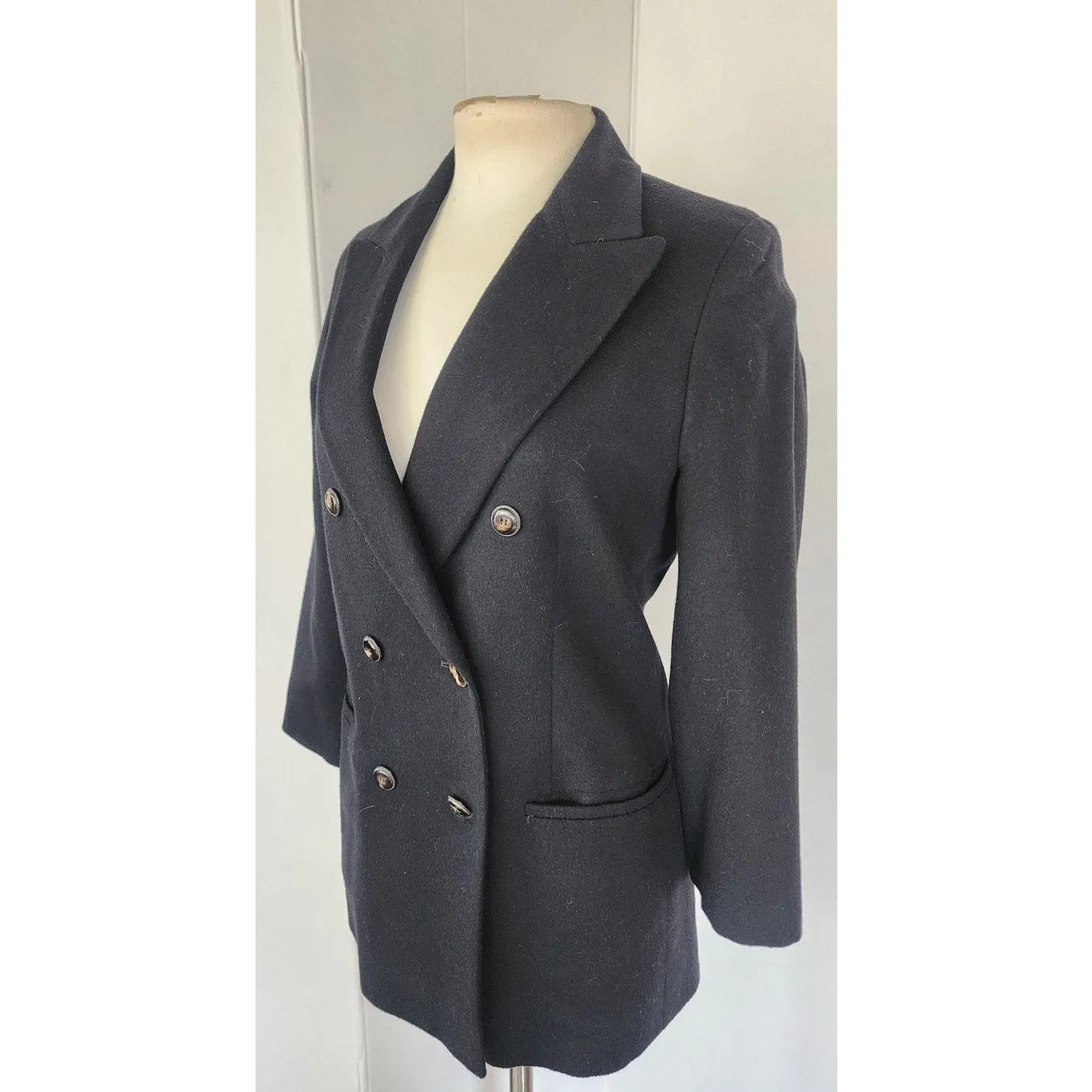 Vintage 90s Black Blazer Antonio Baldan Double Breasted