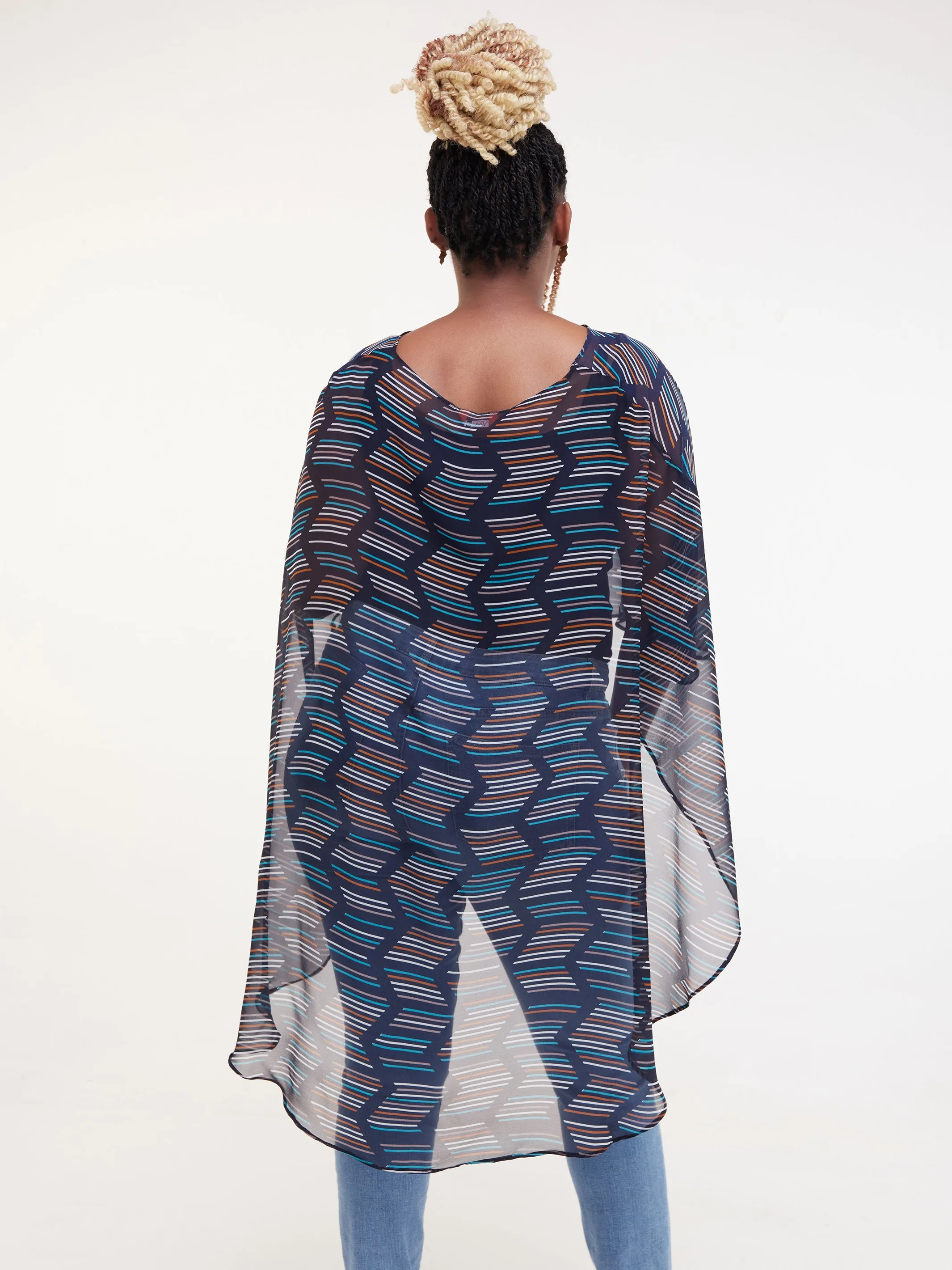 Vivo Sana Cape Top - Navy / Sea Green Print