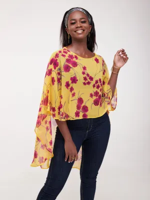 Vivo Sana Cape Top - Pink / Mustard Print