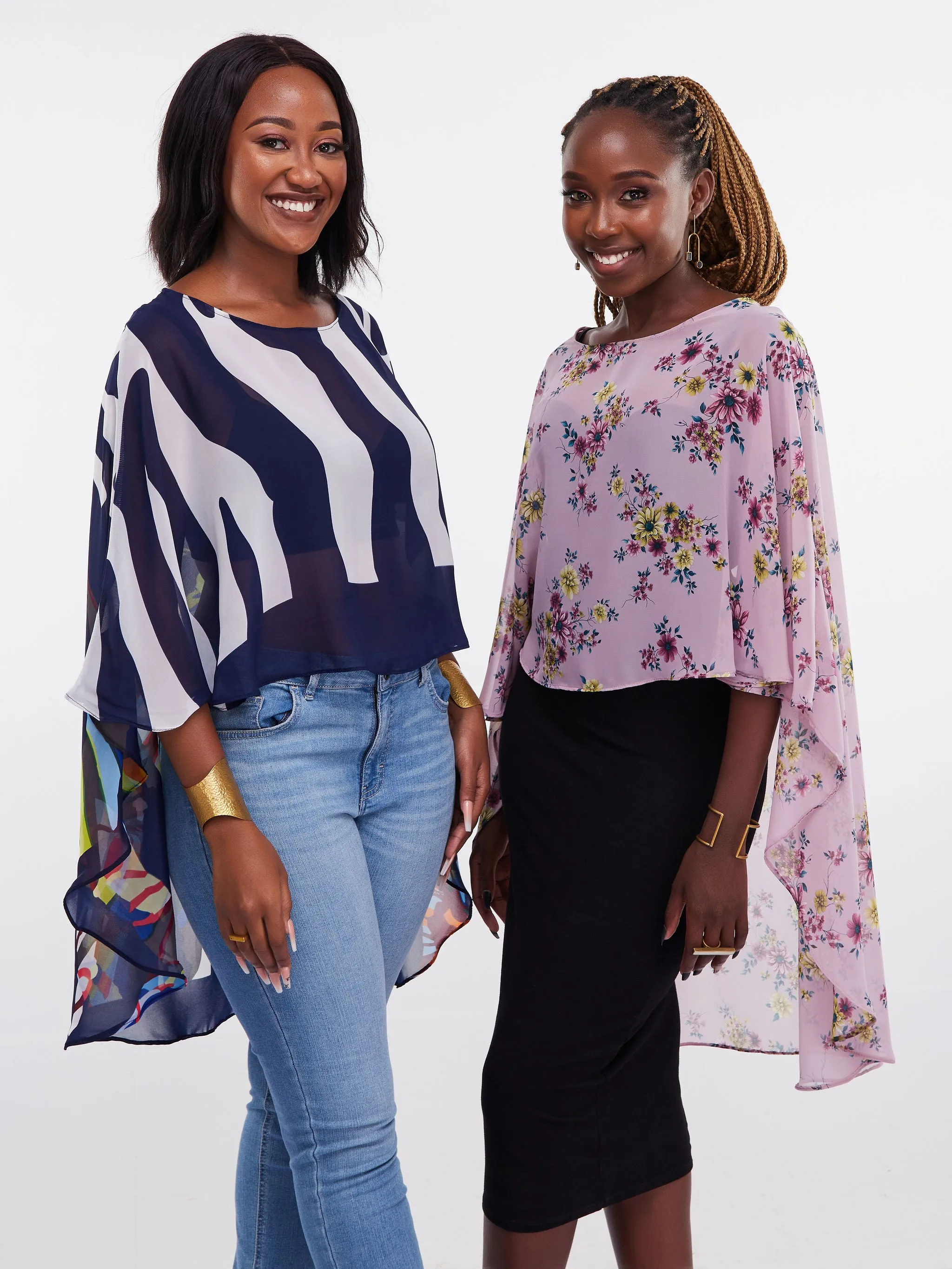 Vivo Sana Cape Top - Purple Floral Print
