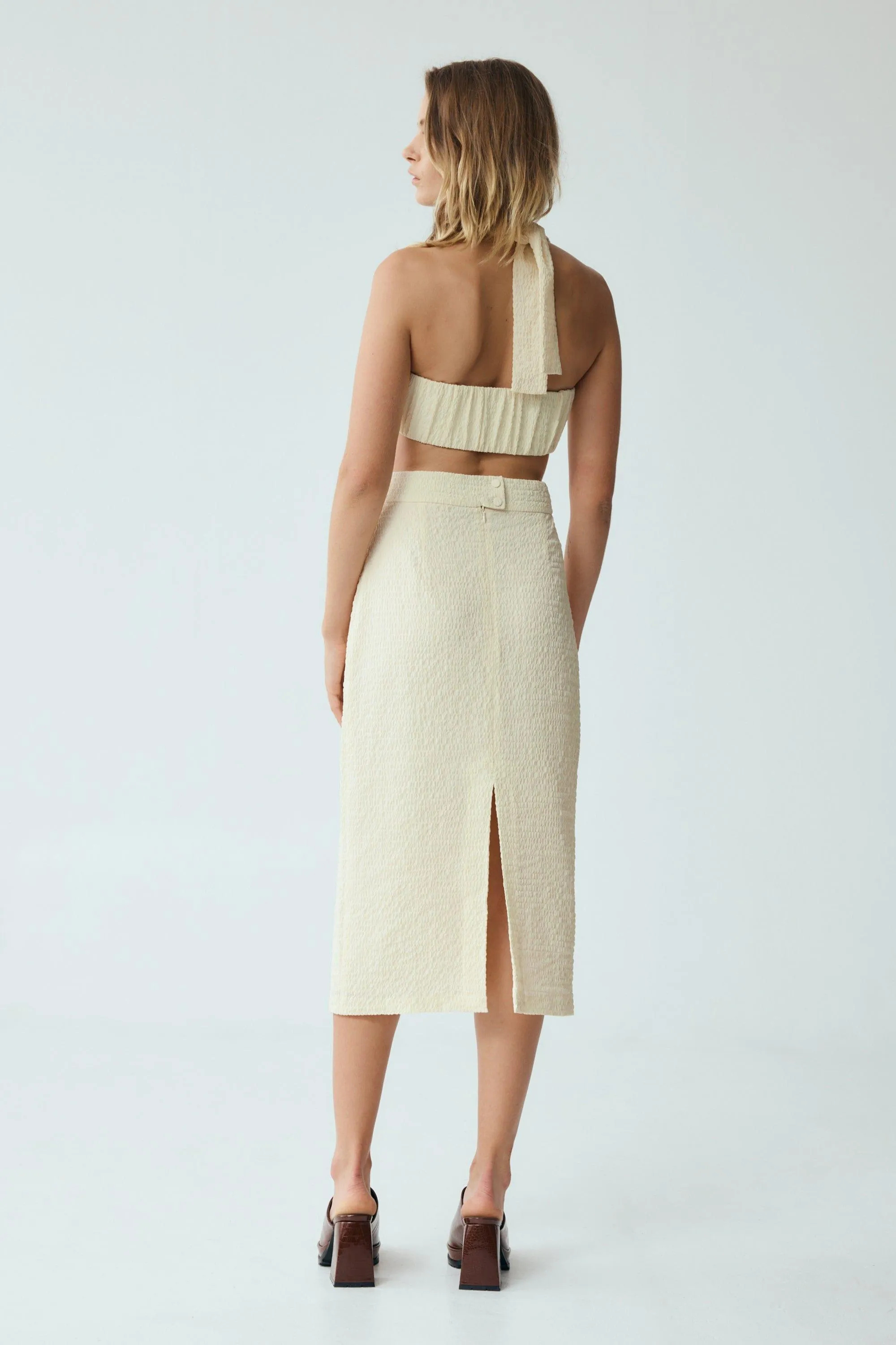 WAFFLE PENCIL SKIRT | CREAM | FINAL SALE