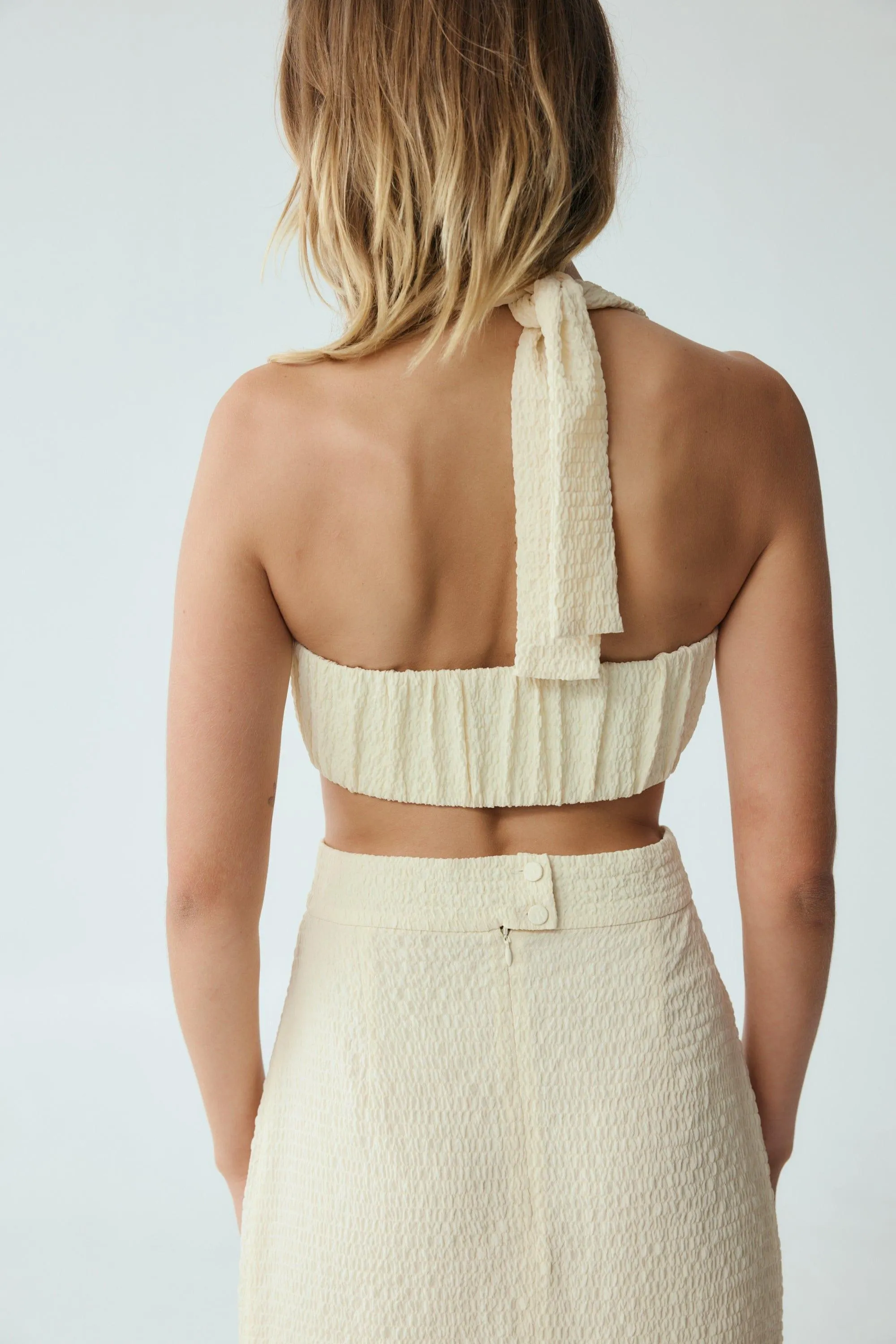 WAFFLE PENCIL SKIRT | CREAM | FINAL SALE