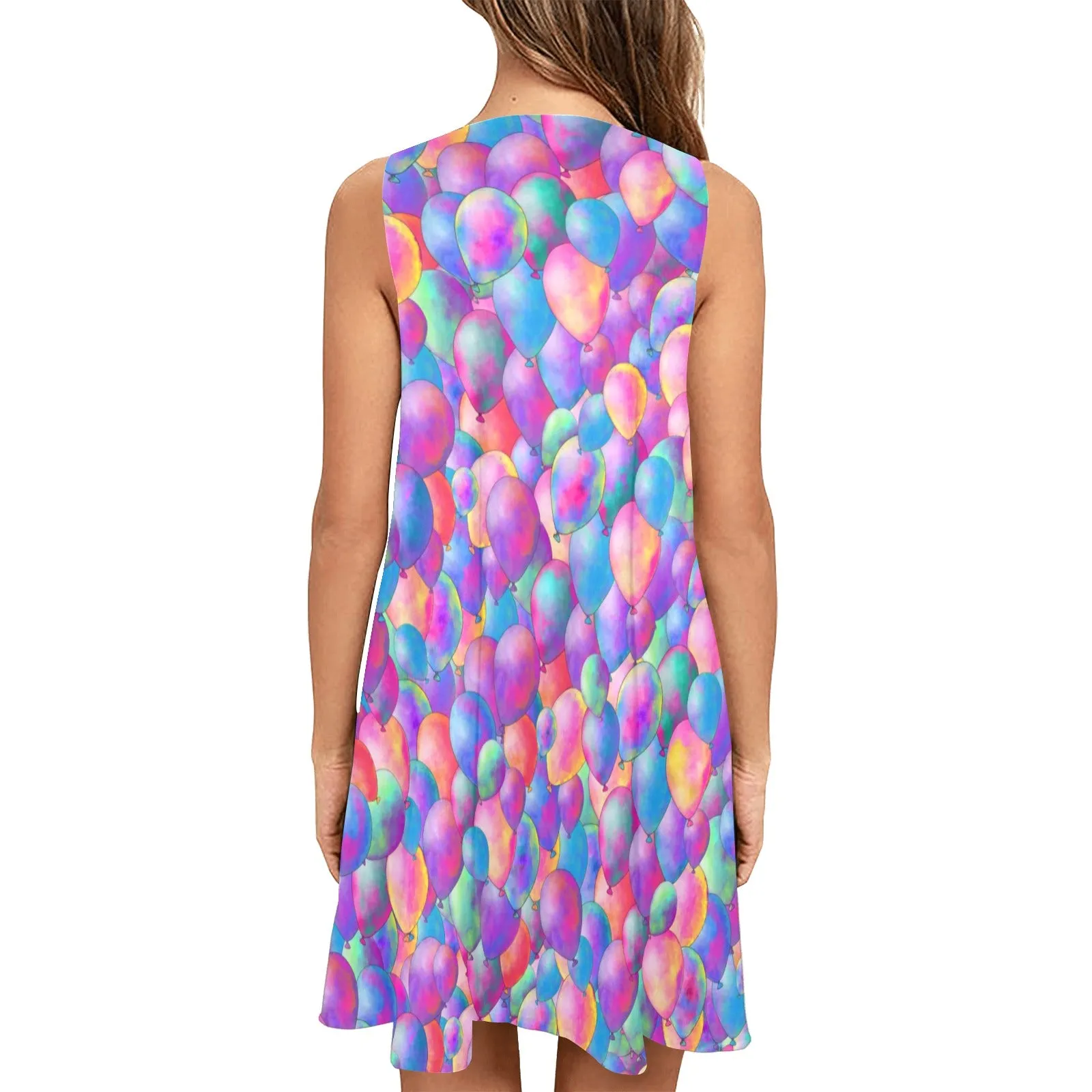 Watercolour Balloons - Flared Shift Dress with Pockets (XS - 3XL)