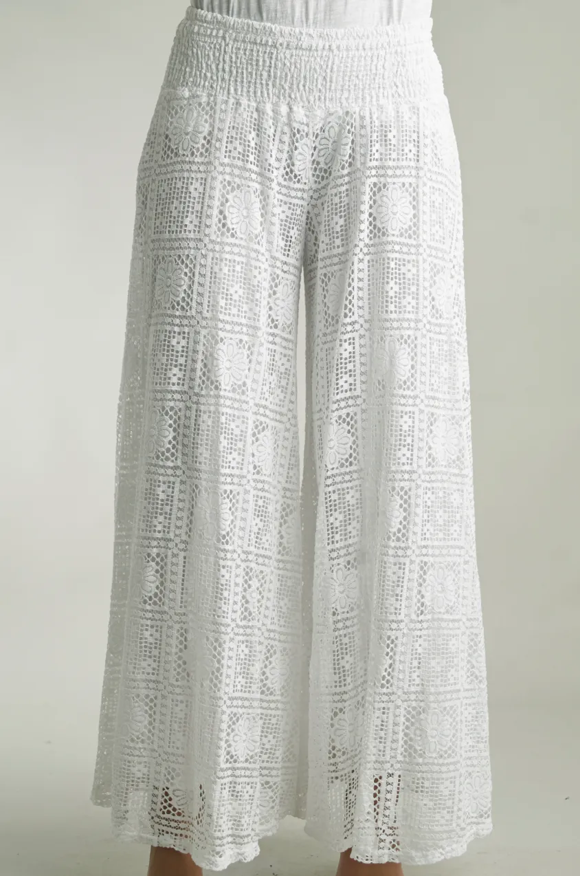 White Crochet Pants