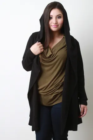 Wide Collar Hooded Cardigan