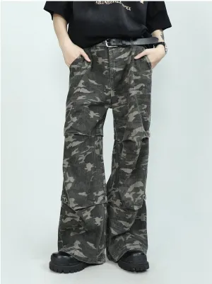 Wide Leg Camouflage Jeans