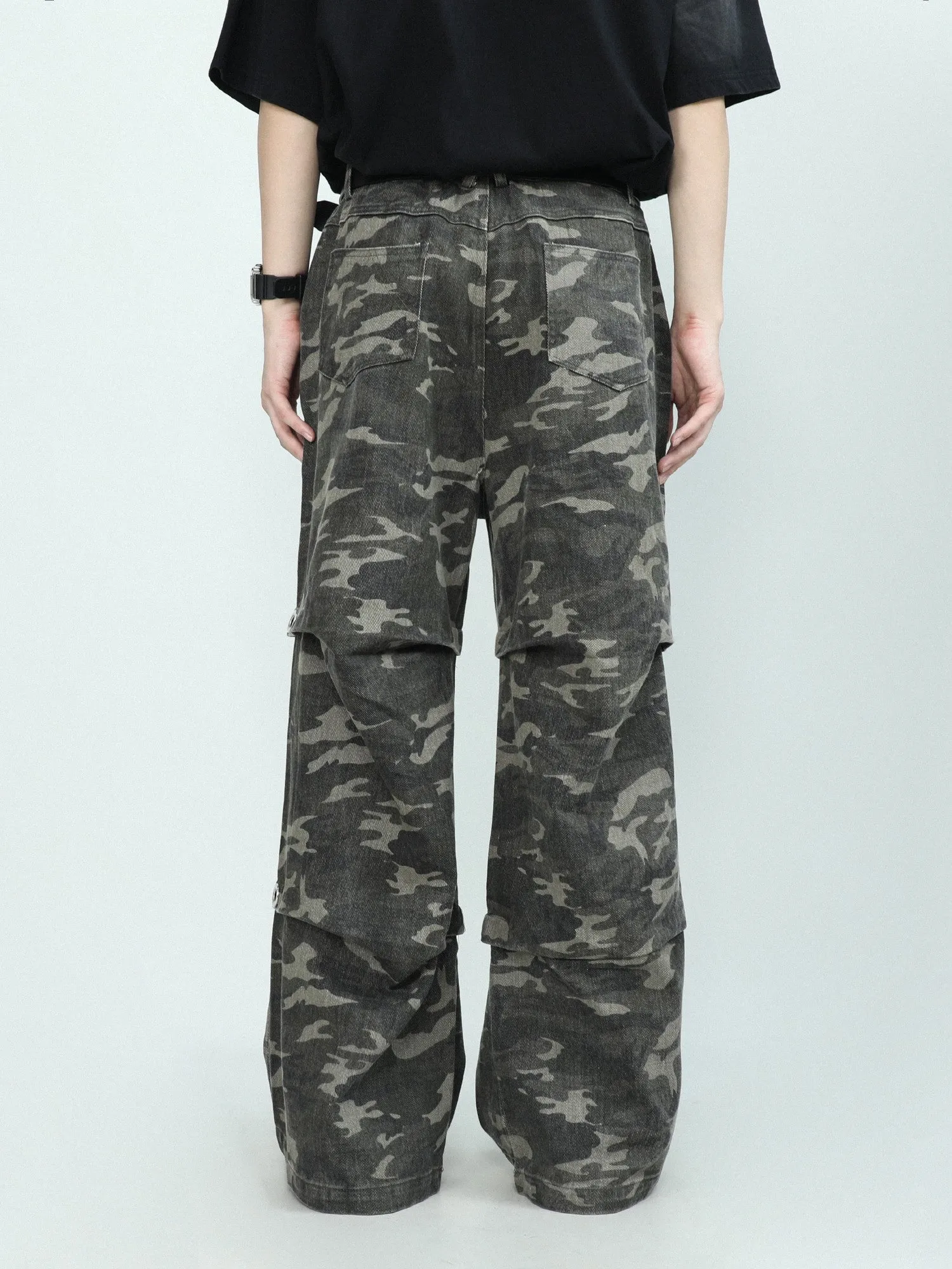 Wide Leg Camouflage Jeans