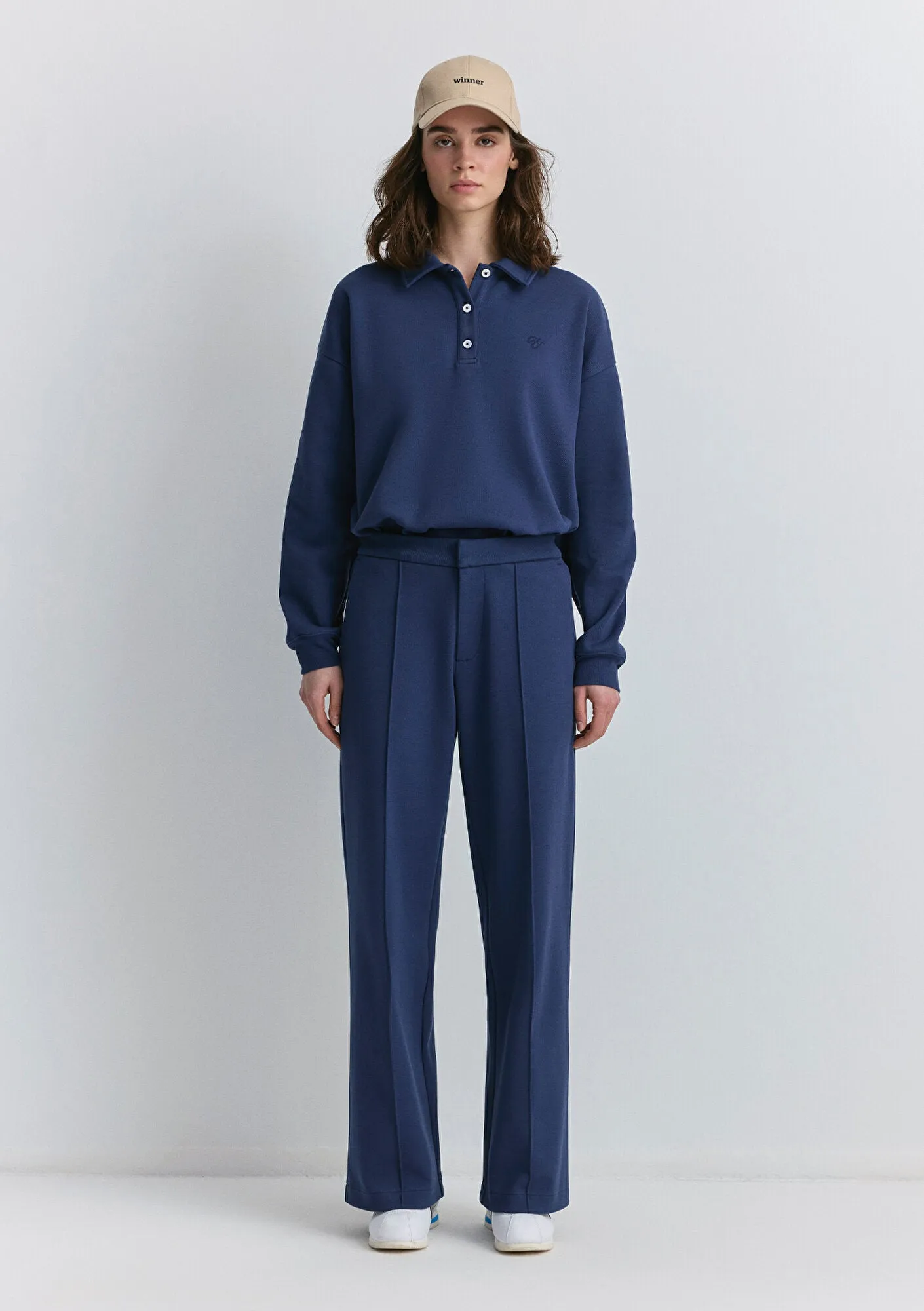 Wide Leg Navy Pants