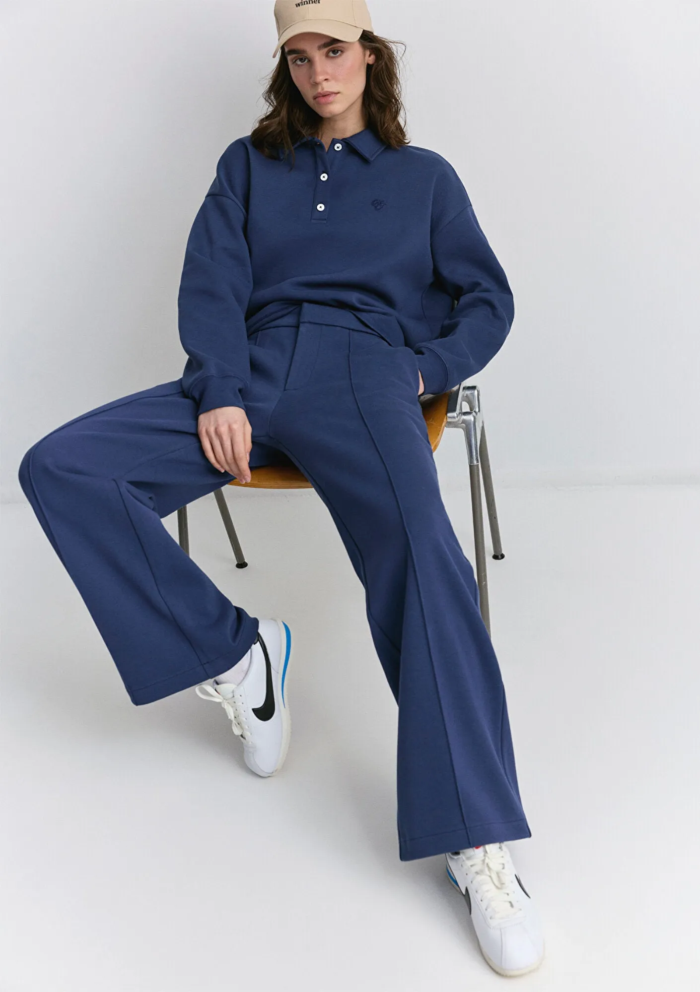 Wide Leg Navy Pants