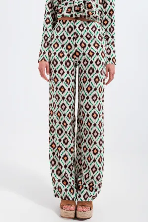 Wide leg pants in geo print